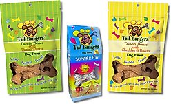 Tail Bangers Summer Variety Pack Peanut Butter, Peanut Butter with Yogurt, Cheddar & Bacon Crunchy Dog Treats, 3 count