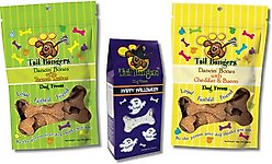 Tail Bangers Halloween Variety Pack Peanut Butter, Peanut Butter with Yogurt, Cheddar & Bacon Crunchy Dog Treats, 3 count