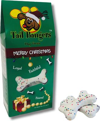Show full view: Tail Bangers Christmas Variety Pack Peanut Butter, Peanut Butter with Yogurt, Cheddar & Bacon Crunchy Dog Treats, 3 count slide 3 of 10