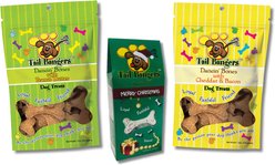 Tail Bangers Christmas Variety Pack Peanut Butter, Peanut Butter with Yogurt, Cheddar & Bacon Crunchy Dog Treats, 3 count
