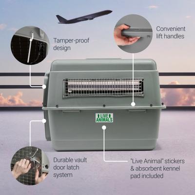 Show full view: Petmate Sky Dog & Cat Kennel, Gray, 36-in, 50-70-lbs slide 7 of 14