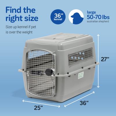 Show full view: Petmate Sky Dog & Cat Kennel, Gray, 36-in, 50-70-lbs slide 4 of 14