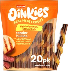 Hartz Oinkies Tender Bullies with 100% Real Chicken Beef Flavor Rawhide-Free Natural Dog Treats, 20 count slide 1 of 9