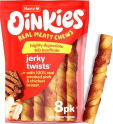 Hartz Oinkies Jerky Twists with 100% Real Chicken Breast & Smoked Pork Rawhide-Free Natural Dog Treats, 8 count