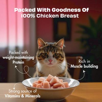 Show full view: Pawfect Nature's Feast Chicken Breast Grain-Free All Natural Freeze-Dried Cat Training Treat, 7-oz canister slide 4 of 9