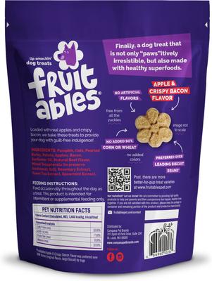Show full view: Fruitables Crispy Bacon & Apple Flavor Dog Treats, 20-oz bag slide 3 of 13