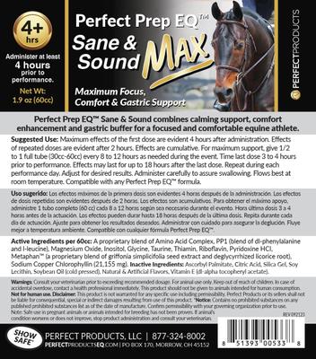 Show full view: Perfect Products Perfect Prep EQ Sane & Sound MAX Paste Horse Supplement, single tube slide 5 of 5