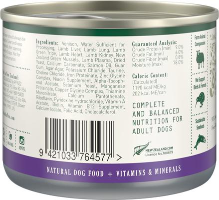 Show full view: Zealandia Adult Grain-Free Venison Pate Canned Dog Food, 6-oz can, case of 24 slide 3 of 7