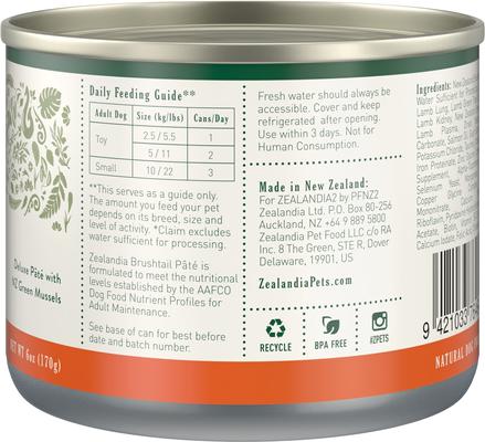 Show full view: Zealandia Adult Grain-Free Brushtail Pate Canned Dog Food, 6-oz can, case of 24 slide 4 of 7