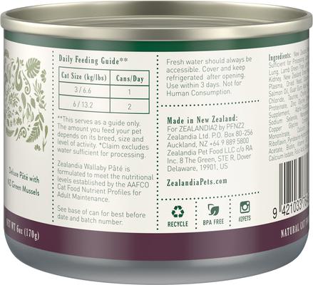 Show full view: Zealandia Wallaby Grain-Free Pate Wet Cat Food, 6-oz can, case of 24 slide 4 of 7