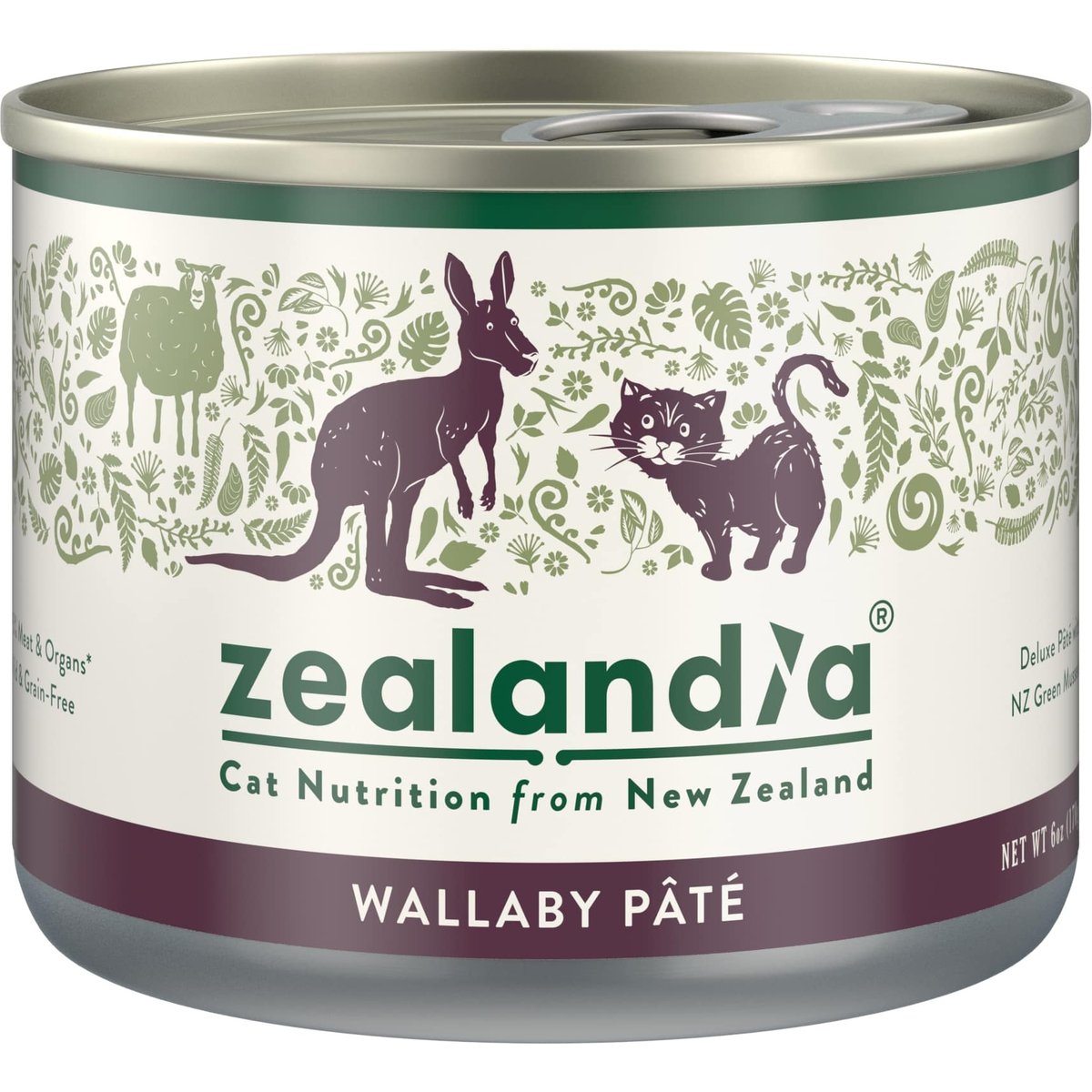 Zealandia Wallaby Grain-Free Pate Wet Cat Food, 6-oz can, case of 24