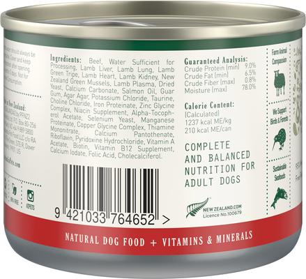 Show full view: Zealandia Adult Grain-Free Beef Pate Canned Dog Food, 6-oz can, case of 24 slide 3 of 7