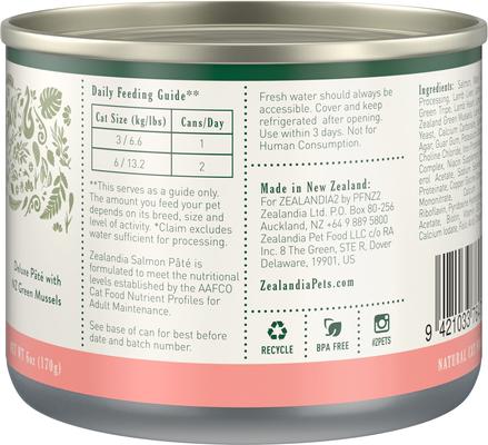 Show full view: Zealandia Salmon Grain-Free Pate Wet Cat Food, 6-oz can, case of 24 slide 4 of 7