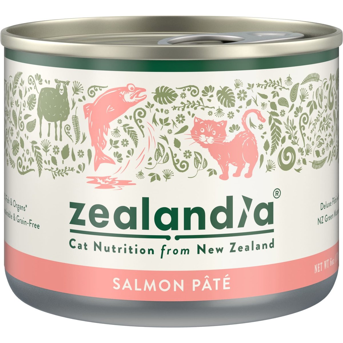 Zealandia Salmon Grain-Free Pate Wet Cat Food, 6-oz can, case of 24