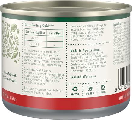 Show full view: Zealandia Beef Grain-Free Pate Wet Cat Food, 6-oz can, case of 24 slide 4 of 7