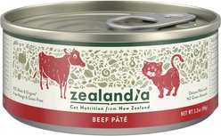 Zealandia Beef Grain-Free Pate Wet Cat Food, 3.2-oz can, case of 24