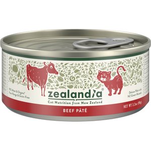 Zealandia Beef Grain-Free Pate Wet Cat Food, 3.2-oz can, case of 24