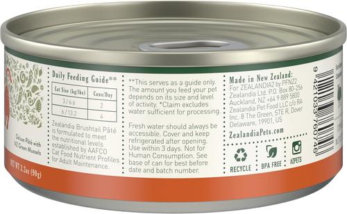 Show full view: Zealandia Brushtail Grain-Free Pate Wet Cat Food, 3.2-oz can, case of 24 slide 4 of 7