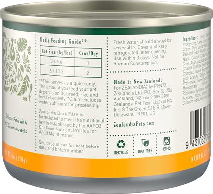 Show full view: Zealandia Chicken Grain-Free Pate Wet Cat Food, 6-oz can, case of 24 slide 4 of 7