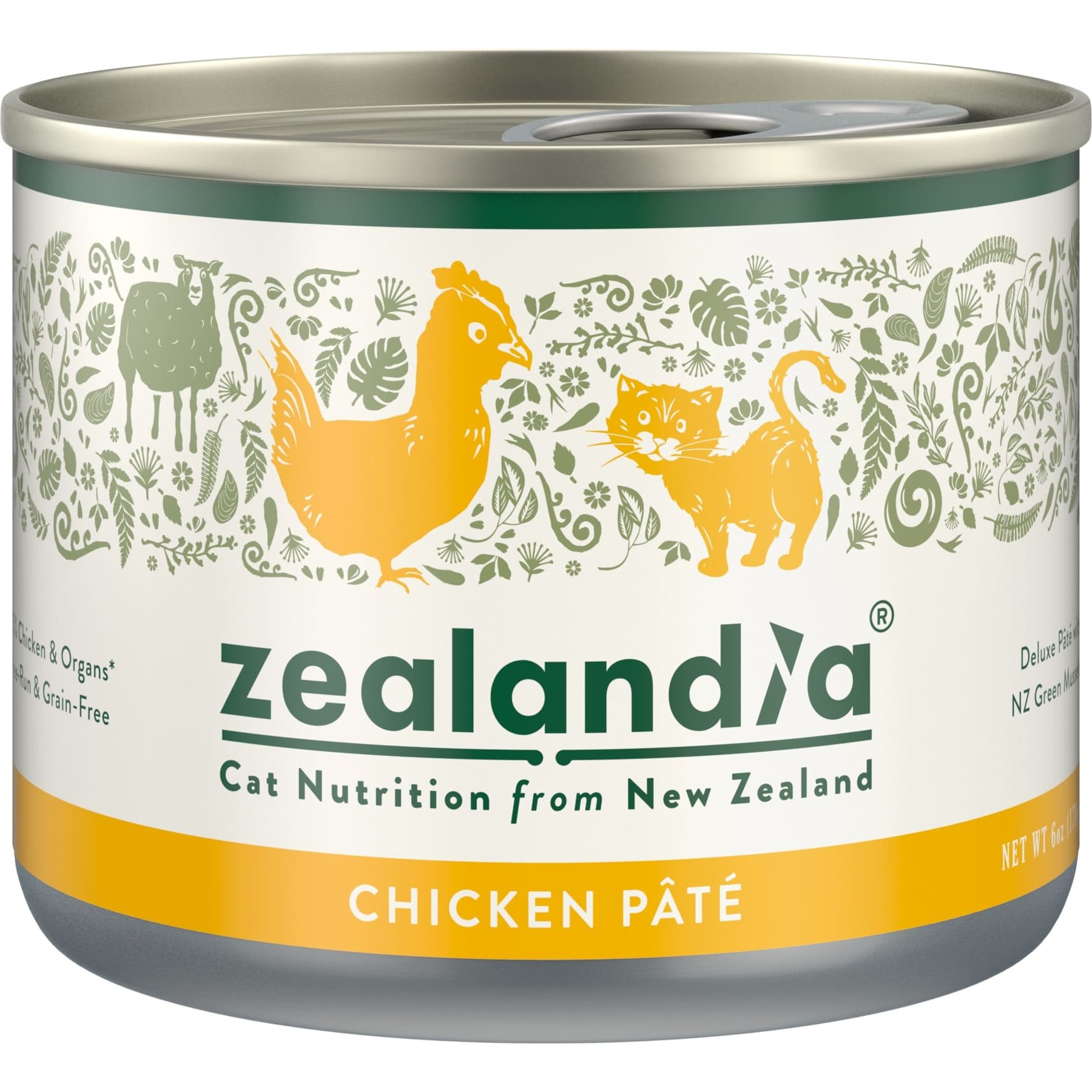 Zealandia Chicken Grain-Free Pate Wet Cat Food, 6-oz can, case of 24