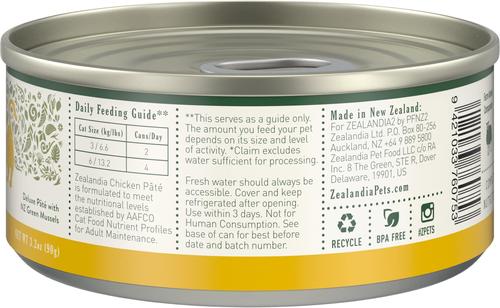 Show full view: Zealandia Chicken Grain-Free Pate Wet Cat Food, 3.2-oz can, case of 24 slide 4 of 7