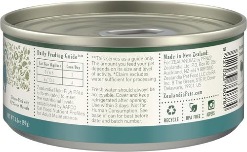 Show full view: Zealandia Hoki Fish Grain-Free Pate Wet Cat Food, 3.2-oz can, case of 24 slide 4 of 7