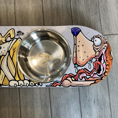 Show full view: Funky Flies Fly Doggy SkateBowls Stainless Steel Elevated Dog Bowls, 3-cup slide 6 of 10