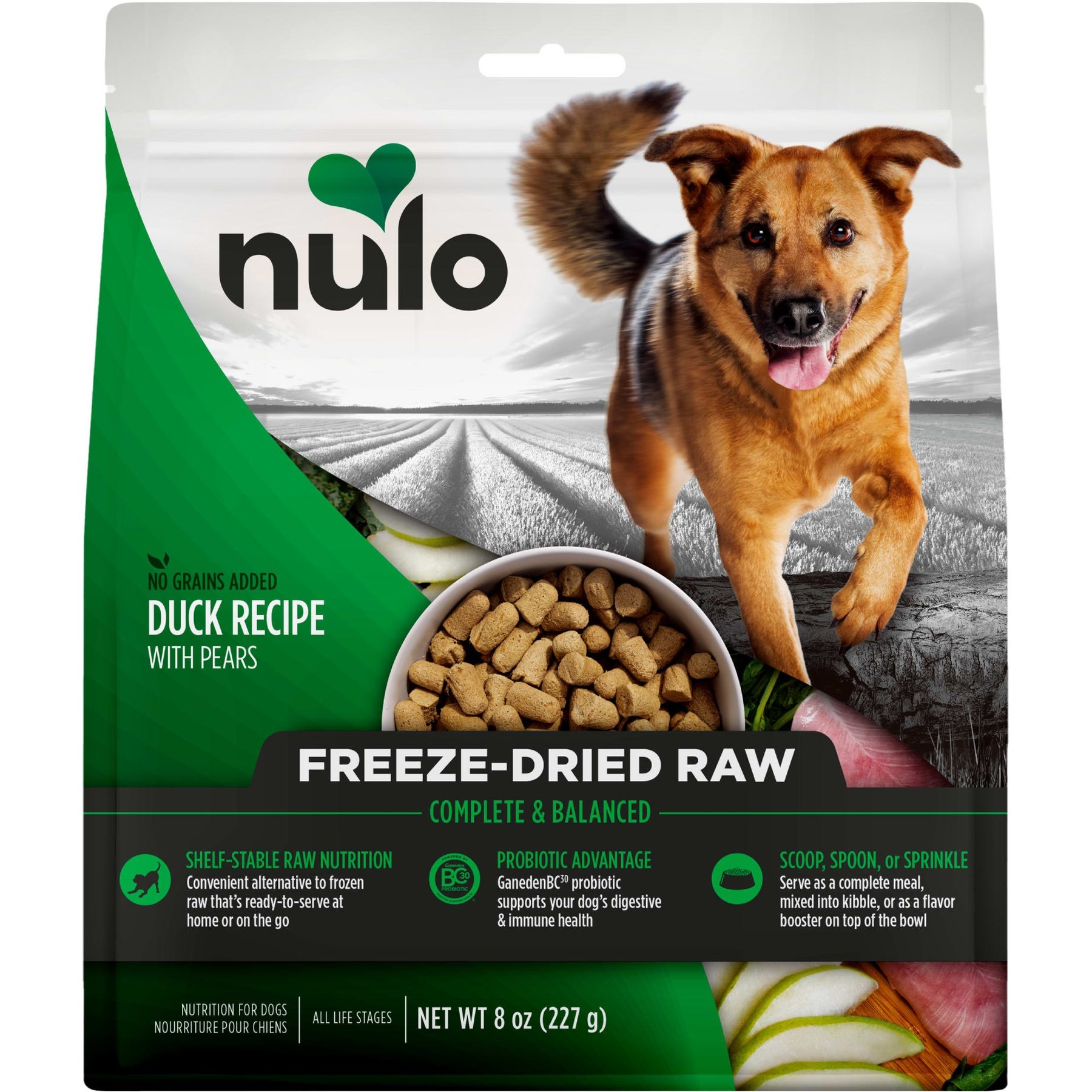 Nulo Freestyle Duck Recipe with Pears Grain-Free Freeze-Dried Raw Dog Food, 8-oz bag
