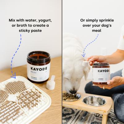 Show full view: Kayode Relax Bacon Flavor Powder Calming Supplement for Dogs, 40 count jar slide 3 of 10