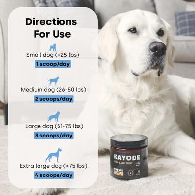 Show full view: Kayode Collagen Puptides Liver Flavored Powder Joint Supplement for Senior Dogs, 90 count jar slide 9 of 11