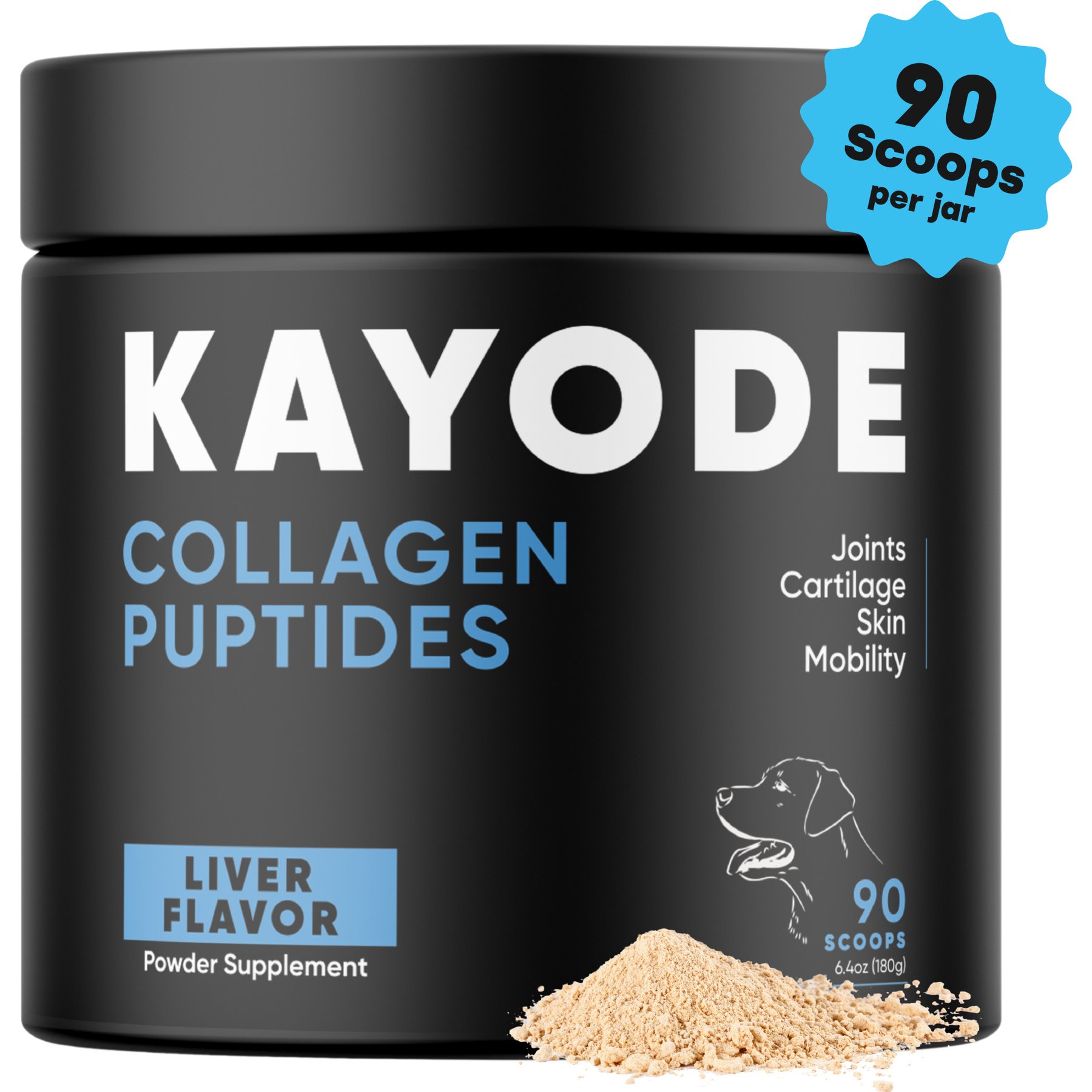 Kayode Collagen Puptides Liver Flavored Powder Joint Supplement for Senior Dogs, 90 count jar