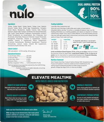 Show full view: Nulo Salmon & Turkey Recipe with Strawberries Grain-Free Freeze-Dried Raw Dog Food, 8-oz bag slide 3 of 10
