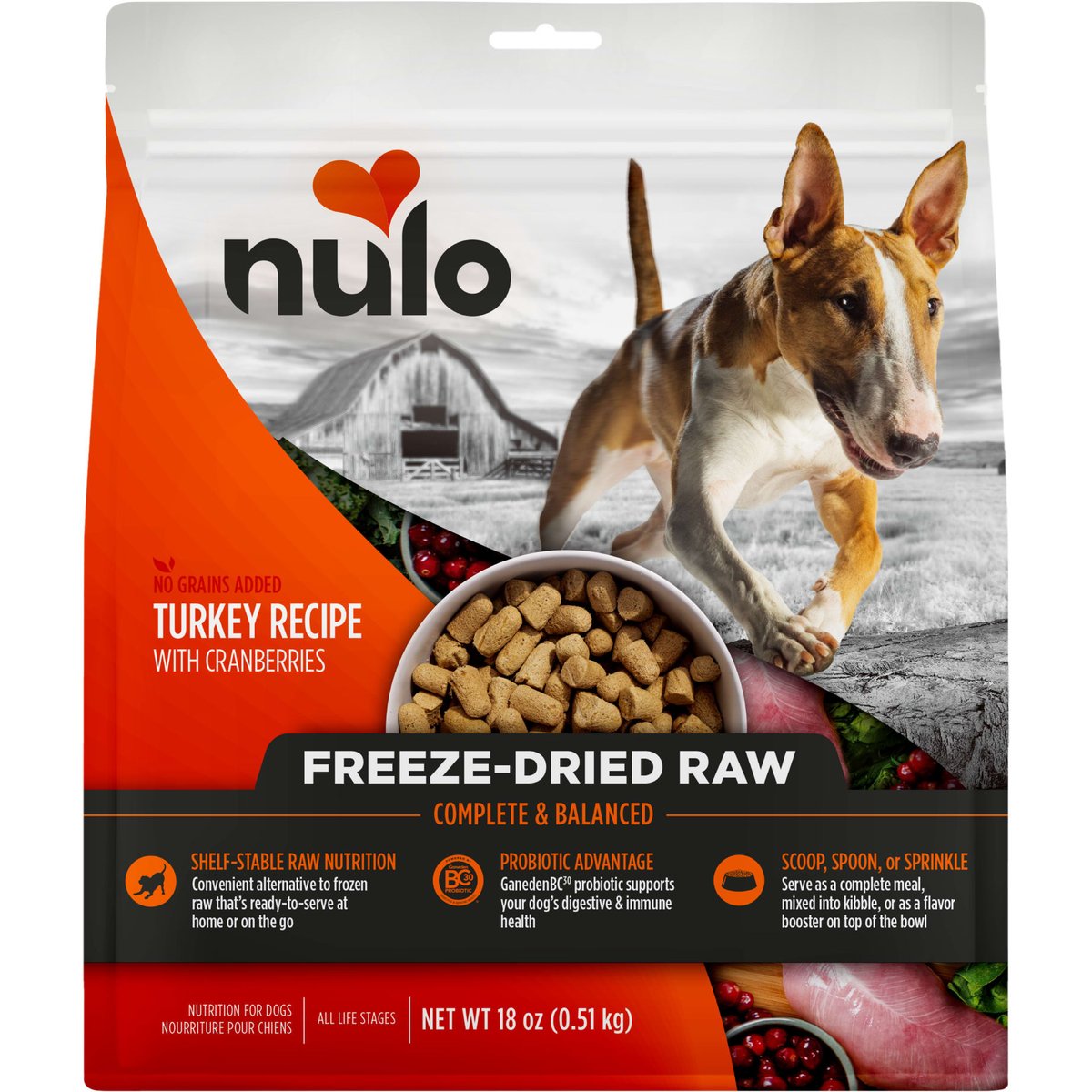Nulo Turkey Recipe with Cranberries Grain-Free Freeze-Dried Raw Dog Food, 18-oz bag