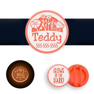 Show full view: Besties Glow in the Dark Superbloom Slide-On AirTag Holder Jingle-Free Silicone Personalized Dog & Cat ID Tag, Glow Orange slide 1 of 8
