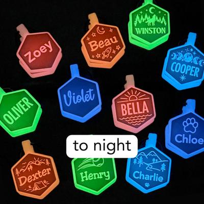 Show full view: Besties Glow in the Dark Mountain Adventure Jingle-Free Silicone Personalized Dog ID Tag, Glow Blue slide 5 of 11
