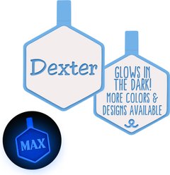 Besties Glow in the Dark Jingle-Free Silicone Personalized Dog ID Tag, Glow Blue
