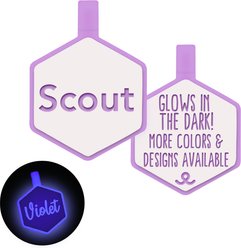 Besties Glow in the Dark Jingle-Free Silicone Personalized Dog ID Tag, Glow Purple