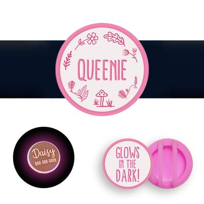 Show full view: Besties Glow in the Dark Woodland Slide-On AirTag Holder Jingle-Free Silicone Personalized Dog & Cat ID Tag, Glow Pink slide 1 of 9