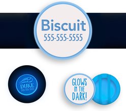 Besties Glow in the Dark Slide-On AirTag Holder Jingle-Free Silicone Personalized Dog & Cat ID Tag, Glow Blue