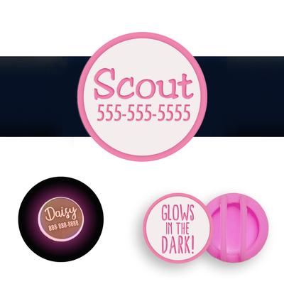 Show full view: Besties Glow in the Dark Slide-On AirTag Holder Jingle-Free Silicone Personalized Dog & Cat ID Tag, Glow Pink slide 1 of 8