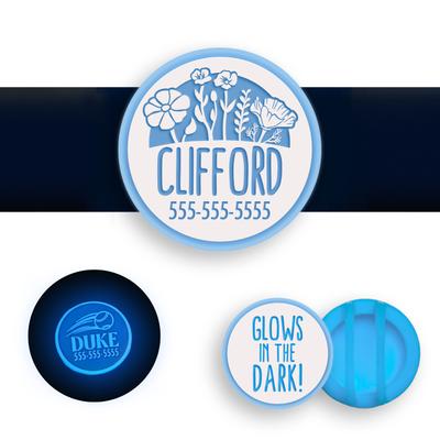 Show full view: Besties Glow in the Dark Superbloom Slide-On AirTag Holder Jingle-Free Silicone Personalized Dog & Cat ID Tag, Glow Blue slide 1 of 8