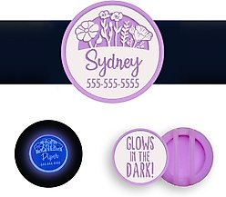 Besties Glow in the Dark Superbloom Slide-On AirTag Holder Jingle-Free Silicone Personalized Dog & Cat ID Tag, Glow Purple