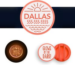 Besties Glow in the Dark Salt & Sun Slide-On AirTag Holder Jingle-Free Silicone Personalized Dog & Cat ID Tag, Glow Orange