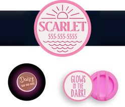 Besties Glow in the Dark Salt & Sun Slide-On AirTag Holder Jingle-Free Silicone Personalized Dog & Cat ID Tag, Glow Pink slide 1 of 7