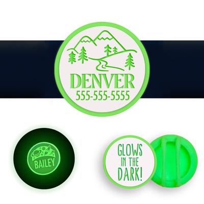 Show full view: Besties Glow in the Dark Mountain Adventure Slide-On AirTag Holder Jingle-Free Silicone Personalized Dog & Cat ID Tag, Glow Green slide 1 of 8