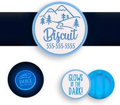 Besties Glow in the Dark Mountain Adventure Slide-On AirTag Holder Jingle-Free Silicone Personalized Dog & Cat ID Tag, Glow Blue