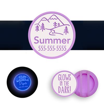 Show full view: Besties Glow in the Dark Mountain Adventure Slide-On AirTag Holder Jingle-Free Silicone Personalized Dog & Cat ID Tag, Glow Purple slide 1 of 8