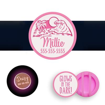Show full view: Besties Glow in the Dark Life is a Beach Slide-On AirTag Holder Jingle-Free Silicone Personalized Dog & Cat ID Tag, Glow Pink slide 1 of 9