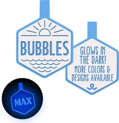 Besties Glow in the Dark Salt & Sun Jingle-Free Silicone Personalized Dog ID Tag, Glow Blue