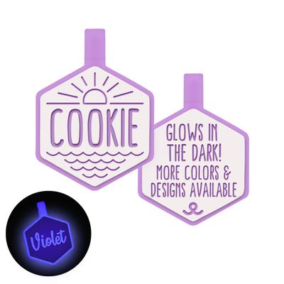 Show full view: Besties Glow in the Dark Salt & Sun Jingle-Free Silicone Personalized Dog ID Tag, Glow Purple slide 1 of 10